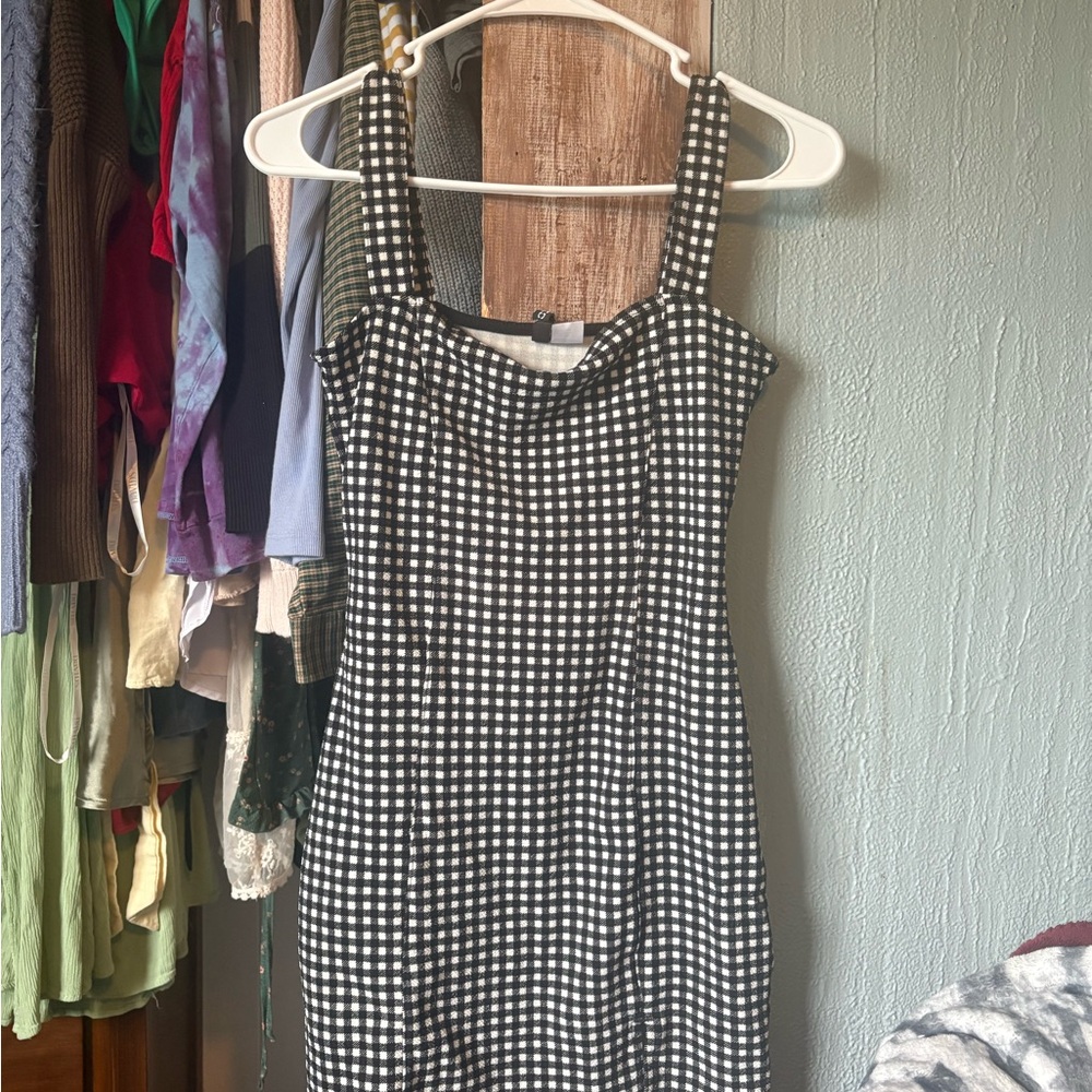 H&M Black and White Gingham Mini Dress